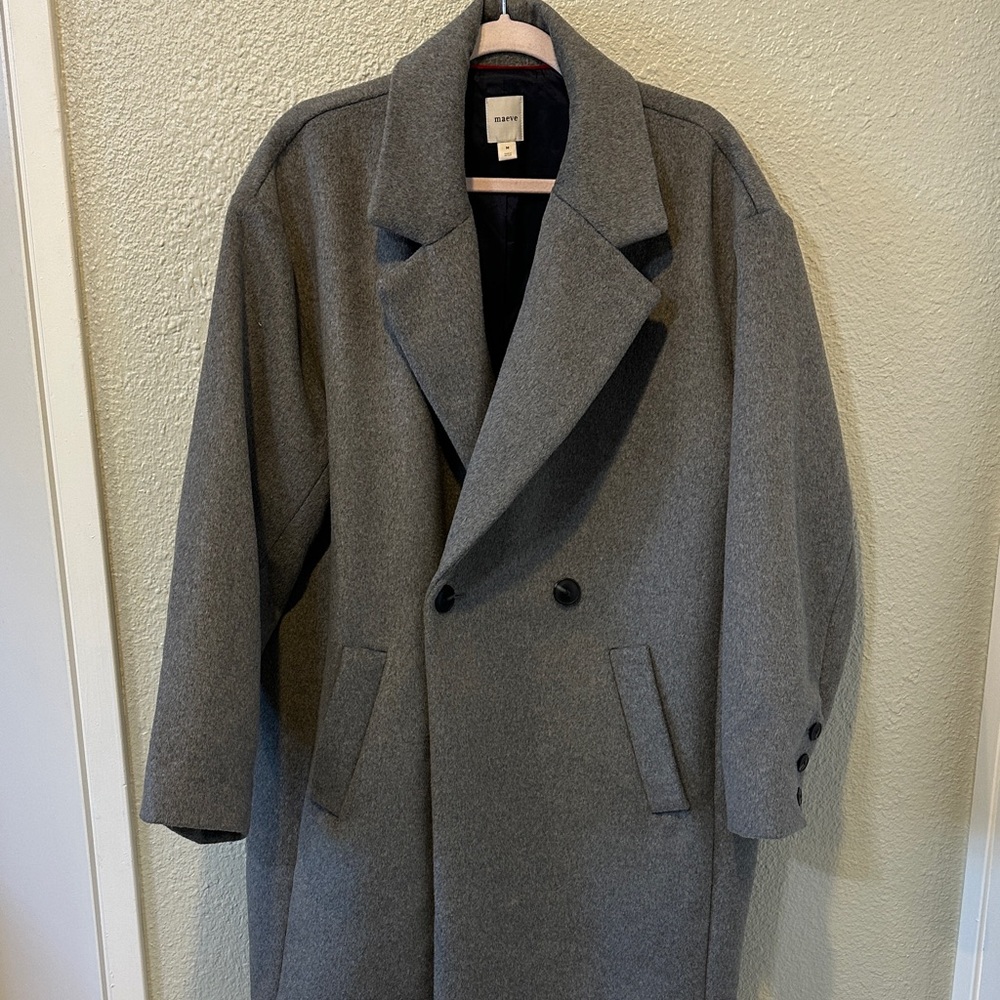 Maeve Gray Double-Breasted Trench Coat